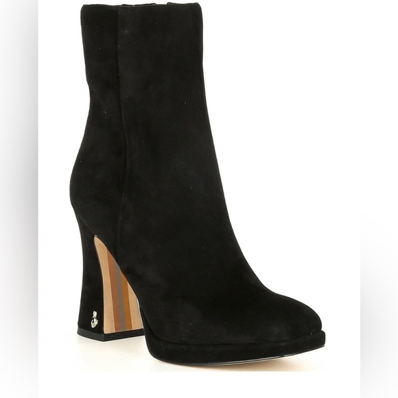 SAM EDELMAN BLACK SUEDE LEATHER JAY ANKLE BOOTIES 5 MEDIUM - Picture 2 of 10